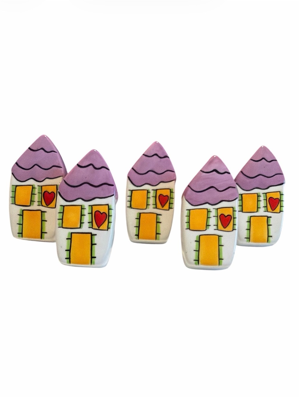 Vintage Sandra Magsamen for Silvestri Ceramic House Cabinet/drawer knobs- 5 set